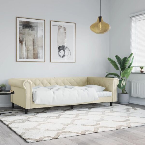 Daybed 100x200 cm kunstlæder cremefarvet