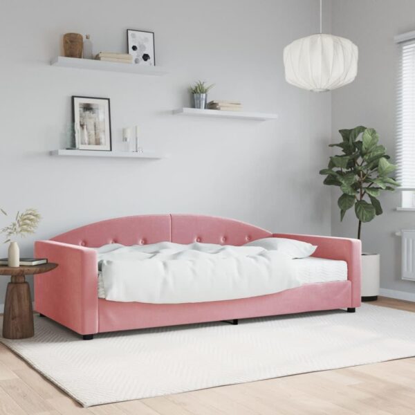 Daybed med madras 100x200 cm velour pink