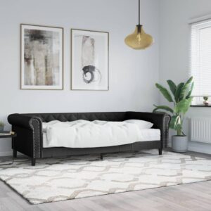 Daybed med madras 90x200 cm kunstlæder sort