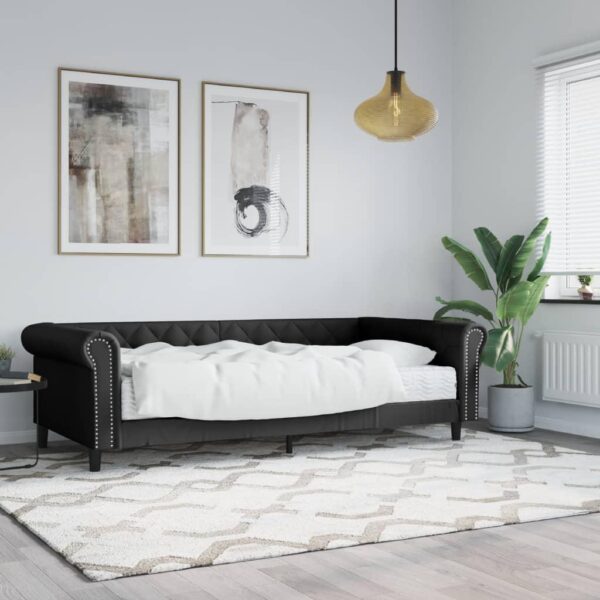 Daybed med madras 90x200 cm kunstlæder sort