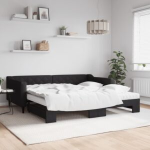Daybed med udtræk og madras 100x200 cm stof sort