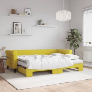 Daybed med udtræk og madras 80x200 cm velour gul