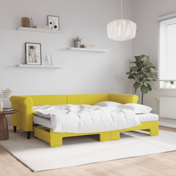 Daybed med udtræk og madras 80x200 cm velour gul