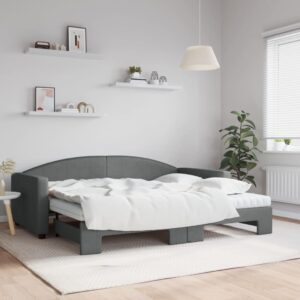 Daybed med udtræk og madras 90x200 cm stof mørkegrå