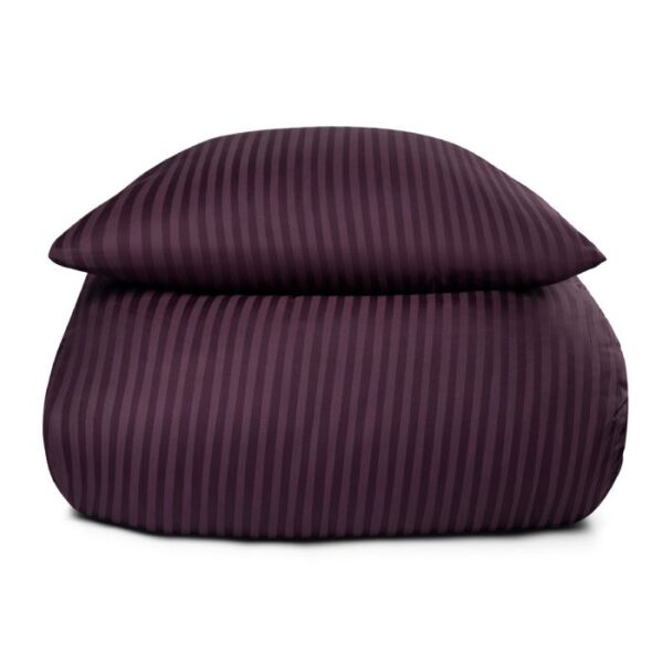Dobbeltdyne sengetøj 200x220 cm - Lilla stribet sengetøj - 100% Bomuldssatin - Borg Living sengesæt