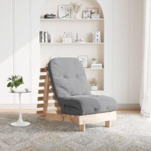 Futon med madras 60x206x11 cm massivt fyrretræ