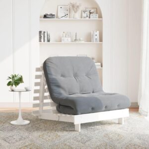 Futon med madras 80x206x11 cm massivt fyrretræ