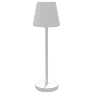 Genopladelig usb bordlampe med 3 lysfarver, bærbar usb sengelampe med touch afbryder, metal, hvid