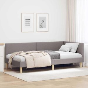 Hjørnesengramme Andet Gråbrun 80 x 200 cm Stof og Ingeniørtræ