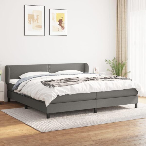 Kontinentalseng med madras 200x200 cm stof mørkegrå