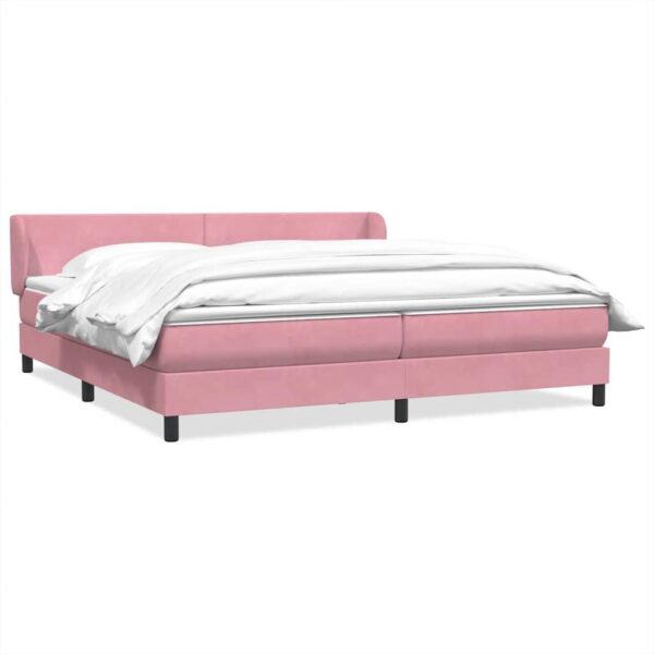 Kontinentalseng med madrasser 180x210 cm fløjl lyserød