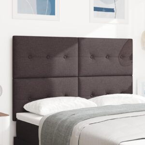 LED Sengegavl med LED -strimmellys Mørkebrun 160 cm Stof