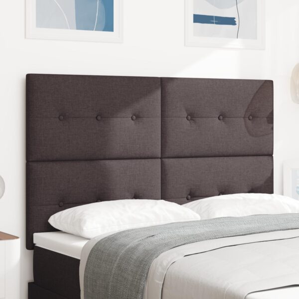 LED Sengegavl med LED -strimmellys Mørkebrun 160 cm Stof