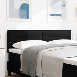 LED sengegavl med LED -strimmellys Vægmonteret Sort 160 cm Stof