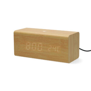 Nedis - Digital vækkeur Radio | LED | USB-C™ Female | FM | Snooze funktion | Sleep timer | Antal alarmer: 2 | Brun - CLAR3004BN