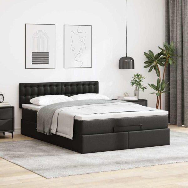Osmannisk sengeramme med madras 140x200 cm kunstlæder sort