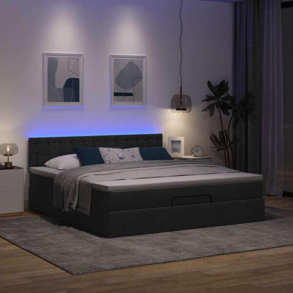 Osmannisk sengeramme med madras 160x200 cm stof sort