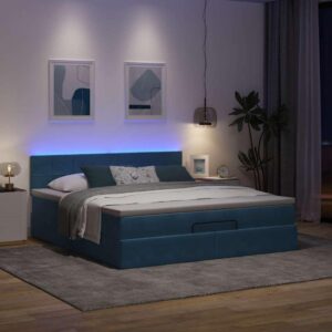 Osmannisk sengeramme med madras 180x200 cm fløjl mørkeblå