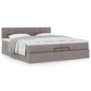 Osmannisk sengeramme med madras 200x200 cm stof gråbrun