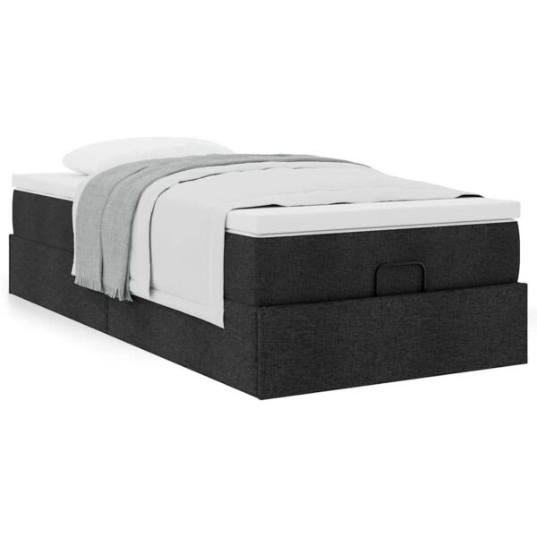 Osmannisk sengeramme med madras 90x200 cm stof sort