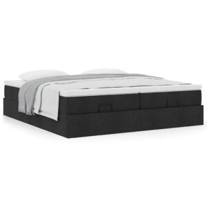Osmannisk sengeramme med madrasser 180x200 cm stof sort