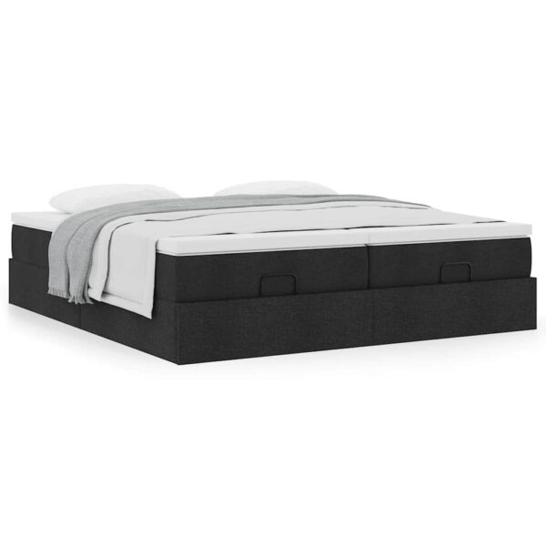 Osmannisk sengeramme med madrasser 180x200 cm stof sort