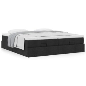 Osmannisk sengeramme med madrasser 200x200 cm stof sort