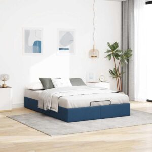 Osmannisk sengeramme uden madras 140x200 cm stof blå