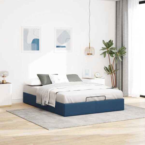 Osmannisk sengeramme uden madras 140x200 cm stof blå