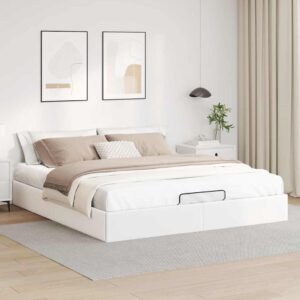 Osmannisk sengeramme uden madras 160x200 cm kunstlæder hvid