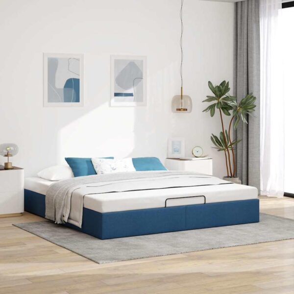Osmannisk sengeramme uden madras 160x200 cm stof blå