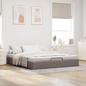Osmannisk sengeramme uden madras 160x200 cm stof gråbrun