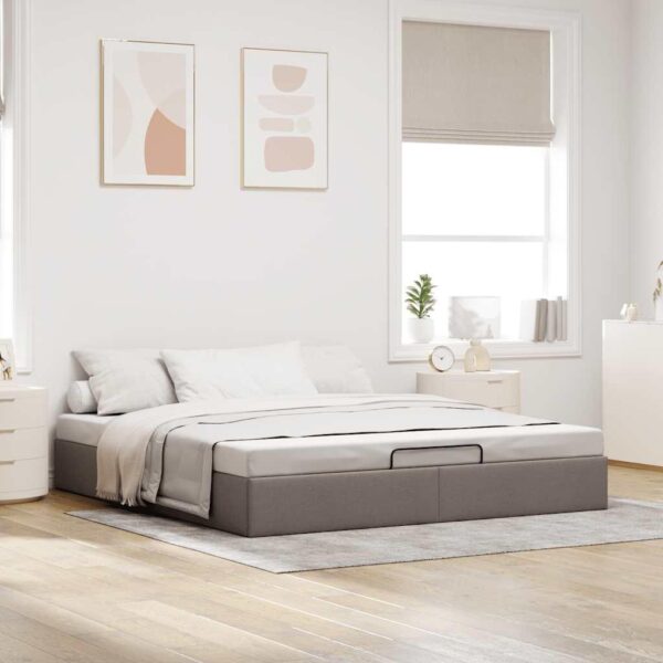 Osmannisk sengeramme uden madras 160x200 cm stof gråbrun