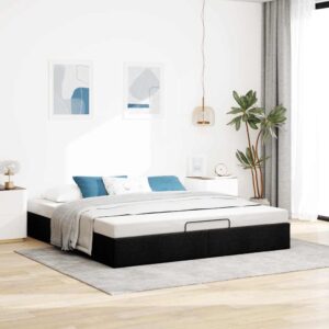 Osmannisk sengeramme uden madras 160x200 cm stof sort