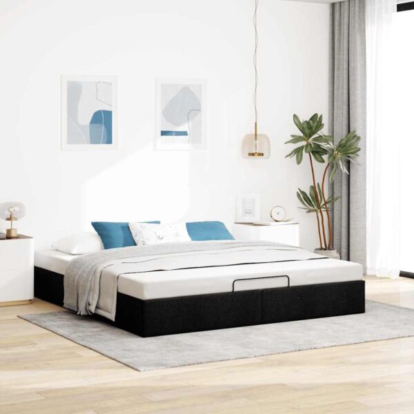 Osmannisk sengeramme uden madras 160x200 cm stof sort