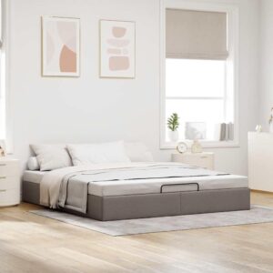 Osmannisk sengeramme uden madras 180x200 cm stof gråbrun
