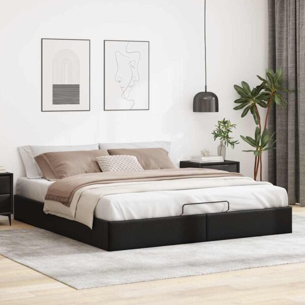 Osmannisk sengeramme uden madras 200x200 cm kunstlæder sort