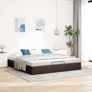 Osmannisk sengeramme uden madras 200x200 cm stof mørkebrun