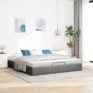 Osmannisk sengeramme uden madras 200x200 cm stof mørkegrå