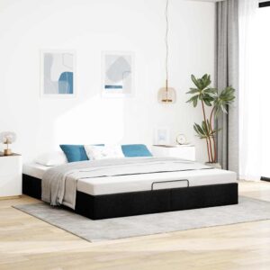 Osmannisk sengeramme uden madras 200x200 cm stof sort