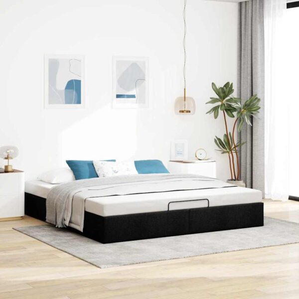 Osmannisk sengeramme uden madras 200x200 cm stof sort