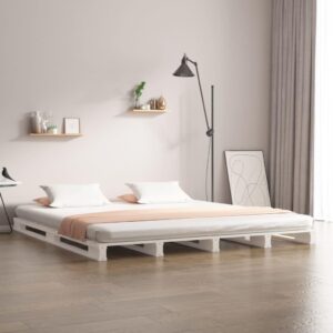 Palleseng 180x200 cm Super King massivt fyrretræ hvid