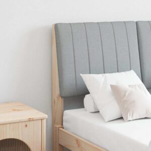 Polstret sengegavl Lysegrå 120 cm Massiv fyrretræ