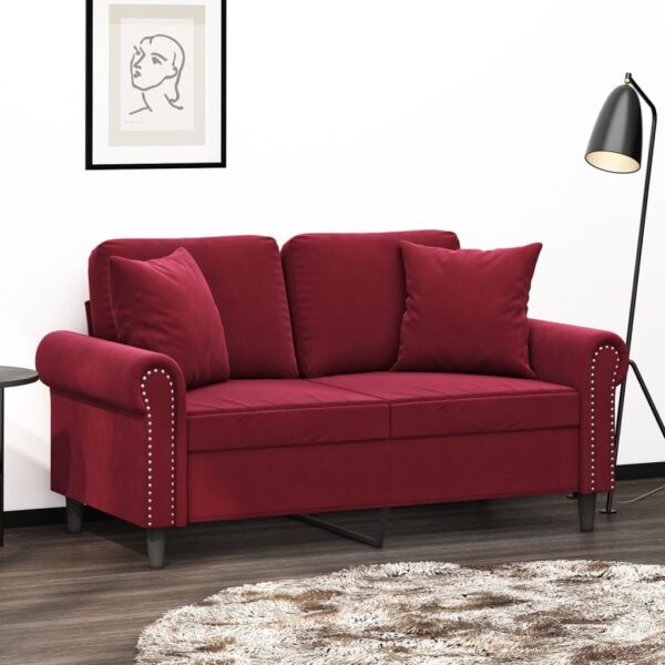 Pyntepuder 2 stk. 40x40 cm velour vinrød