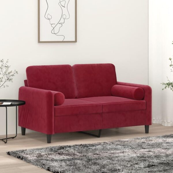 Pyntepuder 2 stk. Ø15x50 cm velour vinrød