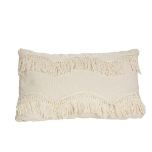Romimex pyntepude med kvaster - hvid, polyester