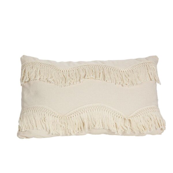 Romimex pyntepude med kvaster - hvid, polyester