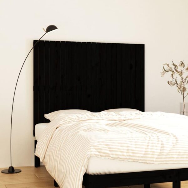 Sengegavl 140x3x110 cm massivt fyrretræ sort