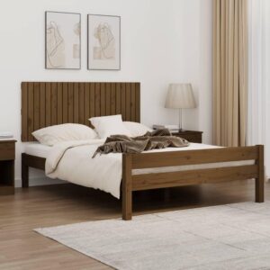 Sengegavl 140x3x60 cm massivt fyrretræ gyldenbrun