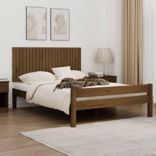 Sengegavl 140x3x60 cm massivt fyrretræ gyldenbrun